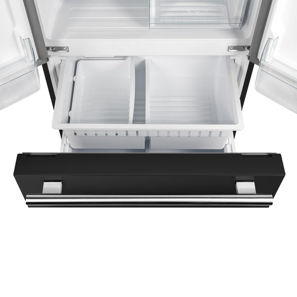 FORNO Counter-Depth Espresso Gallipoli 17.5-cu ft 3 -Door French Door Refrigerator with Ice Maker with Ice Dispenser ( Black ) ENERGY STAR Certified