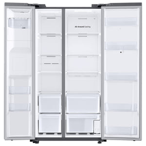 Samsung Family Hub 21.5-cu ft Counter-Depth Side-by-Side Refrigerator Smart Compatible with Ice Maker ,Water and Ice Dispenser ( Fingerprint Resistant Stainless Steel ) ENERGY STAR Certified