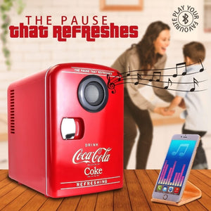 Coca-Cola 4L Cooler/Warmer w/ Bluetooth Speaker 0.14-cu ft Mini Fridge ( Red, Black )