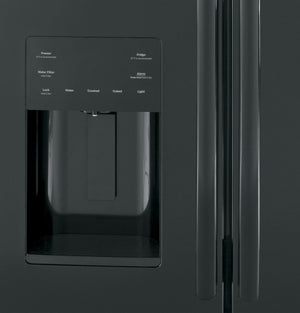 GE Standard-Depth 25.6-cu ft 3 -Door French Door Refrigerator with Ice Maker with Water and Ice Dispenser ( Black ) ENERGY STAR Certified