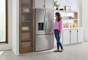 LG Counter-Depth MAX 25.5-cu ft 3 -Door Smart Compatible French Door Refrigerator with Dual Ice Maker with Water and Ice Dispenser ( PrintProof Stainless Steel ) ENERGY STAR Certified