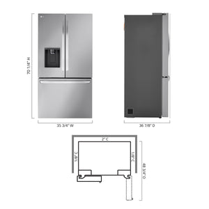 LG Standard-Depth 30.7-cu ft 3 -Door Smart Compatible French Door Refrigerator with Dual Ice Maker with Water and Ice Dispenser ( PrintProof Stainless Steel ) ENERGY STAR Certified