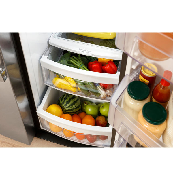 GE 25.3-cu ft Side-by-Side Refrigerator with Ice Maker ,Water and Ice Dispenser ( Stainless steel ) ENERGY STAR Certified