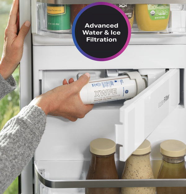 GE Profile Standard-Depth 27.9-cu ft 4 -Door Smart Compatible French Door Refrigerator with Ice Maker with Water and Ice Dispenser and Door within Door ( Stainless Steel ) ENERGY STAR Certified