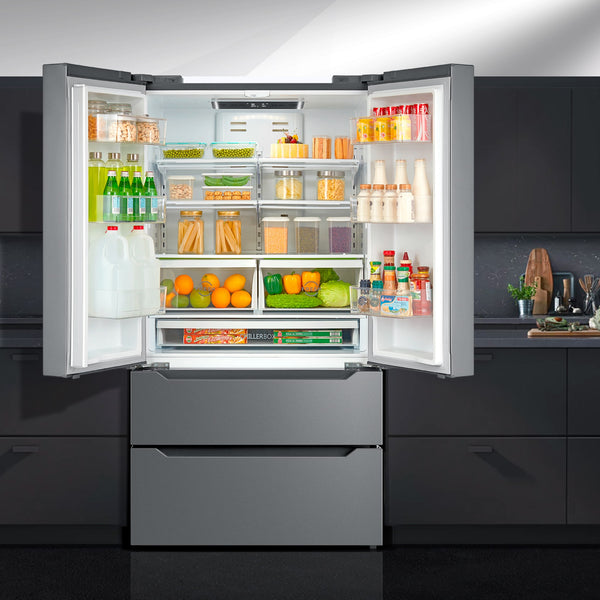 Cosmo Counter-Depth 22.5-cu ft 4 -Door French Door Refrigerator with Ice Maker ( Stainless steel ) ENERGY STAR Certified