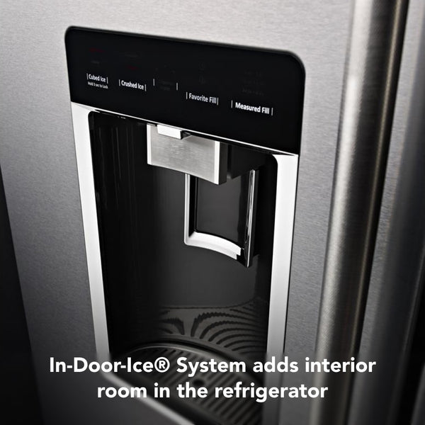 KitchenAid Counter-Depth 23.8-cu ft 3 -Door French Door Refrigerator with Ice Maker with Water and Ice Dispenser ( Stainless Steel with PRINTSHIELD Finish )