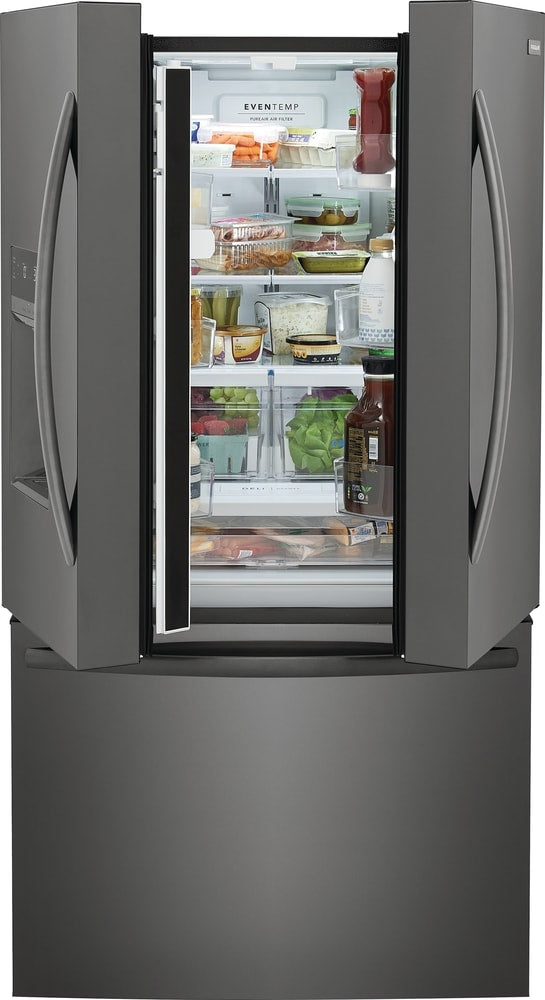 Frigidaire Standard-Depth 27.8-cu ft 3 -Door French Door Refrigerator with Ice Maker with Water and Ice Dispenser ( Black Stainless Steel ) ENERGY STAR Certified