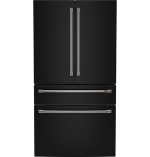 Cafe Counter-Depth 23.2-cu ft 4 -Door Smart Compatible French Door Refrigerator with Ice Maker with Water Dispenser ( Matte Black ) ENERGY STAR Certified