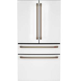 Cafe Counter-Depth 23.2-cu ft 4 -Door Smart Compatible French Door Refrigerator with Ice Maker with Water Dispenser ( Matte White ) ENERGY STAR Certified