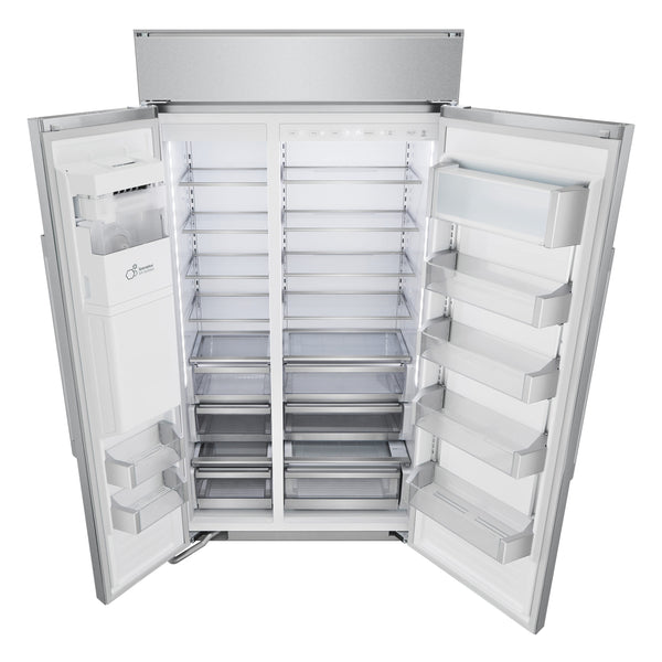 LG STUDIO 25.6-cu ft Counter-Depth Side-by-Side Refrigerator Built-In Smart Compatible with Ice Maker ,Water and Ice Dispenser ( Stainless Steel )