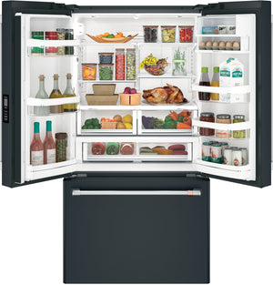 Cafe Counter-Depth 23.1-cu ft 3 -Door Smart Compatible French Door Refrigerator with Ice Maker with Water Dispenser ( Matte Black ) ENERGY STAR Certified