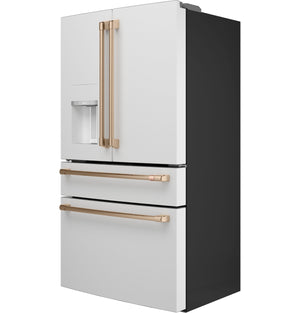 Cafe Counter-Depth 22.3-cu ft 4 -Door Smart Compatible French Door Refrigerator with Ice Maker with Water and Ice Dispenser ( Matte White ) ENERGY STAR Certified
