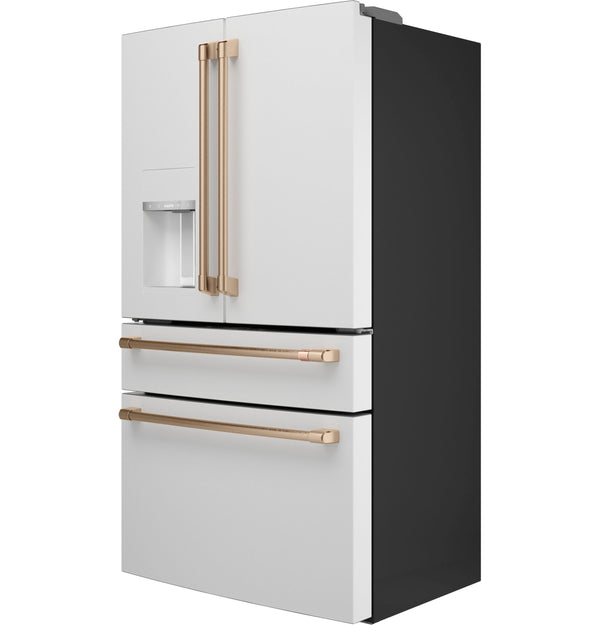 Cafe Counter-Depth 22.3-cu ft 4 -Door Smart Compatible French Door Refrigerator with Ice Maker with Water and Ice Dispenser ( Matte White ) ENERGY STAR Certified