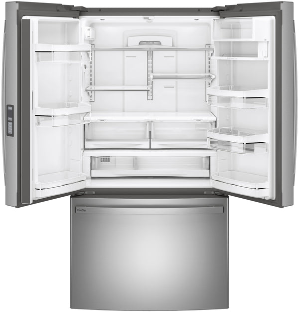 GE Profile Counter-Depth 23.1-cu ft 3 -Door French Door Refrigerator with Ice Maker with Water Dispenser ( Stainless Steel ) ENERGY STAR Certified