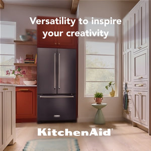 KitchenAid Counter-Depth 20-cu ft 3 -Door French Door Refrigerator with Ice Maker ( Black Stainless Steel ) ENERGY STAR Certified