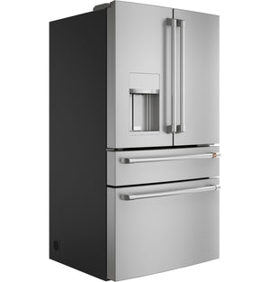 Cafe Standard-Depth 27.8-cu ft 4 -Door Smart Compatible French Door Refrigerator with Ice Maker with Water and Ice Dispenser ( Stainless Steel ) ENERGY STAR Certified