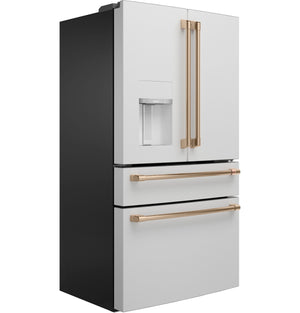 Cafe Counter-Depth 22.3-cu ft 4 -Door Smart Compatible French Door Refrigerator with Ice Maker with Water and Ice Dispenser ( Matte White ) ENERGY STAR Certified