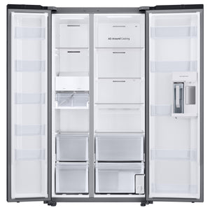 Samsung Bespoke Beverage Center 22.6-cu ft Counter-Depth Side-by-Side Refrigerator Smart Compatible with Dual Ice Maker and Water Dispenser ( Stainless Steel ) ENERGY STAR Certified