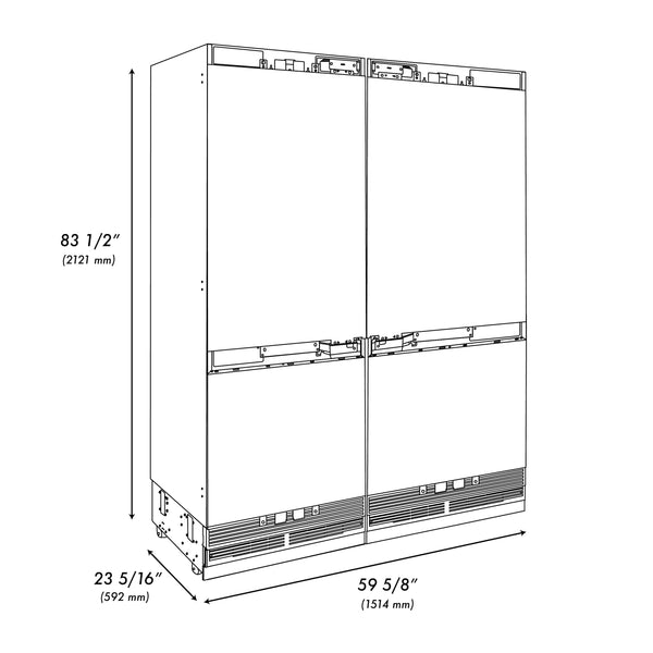 ZLINE KITCHEN & BATH Counter-Depth 32.2-cu ft 4 -Door Built-In French Door Refrigerator with Ice Maker with Water and Ice Dispenser ( Panel-Ready ) ENERGY STAR Certified