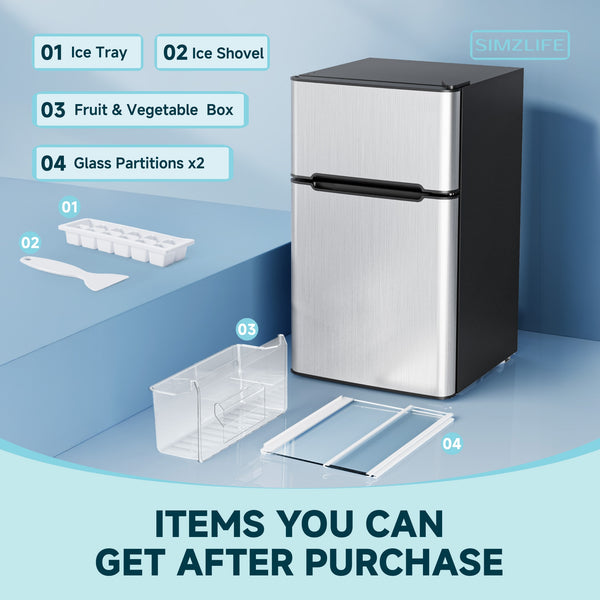 SIMZLIFE 3.2-cu ft Built-In Mini Fridge with Freezer ( Silver )