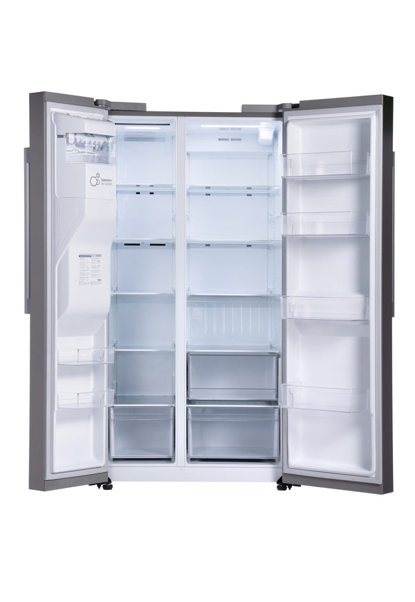 LG 26.6-cu ft Side-by-Side Refrigerator Smart Compatible with Ice Maker ,Water and Ice Dispenser ( PrintProof Stainless Steel ) ENERGY STAR Certified