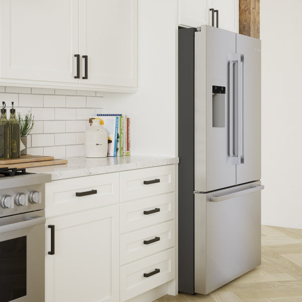 Bosch Standard-Depth 500 Series 26-cu ft 3 -Door Smart Compatible French Door Refrigerator with Ice Maker with Water and Ice Dispenser ( Stainless Steel ) ENERGY STAR Certified