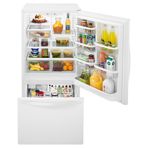 Whirlpool 22.07-cu ft Standard-Depth Bottom-Freezer Refrigerator with Ice Maker ( White ) ENERGY STAR Certified