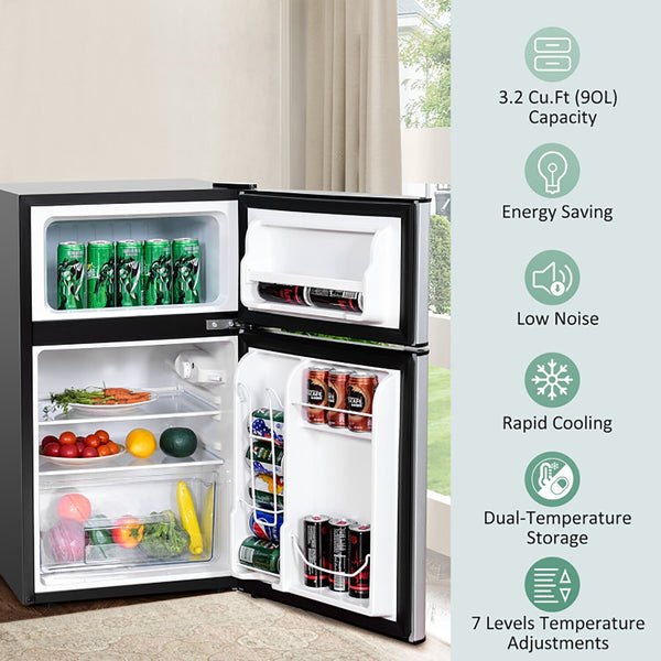 GZMR 3.2 cu ft Compact Stainless Steel Refrigerator 3.2-cu ft with Freezer ( Gray )