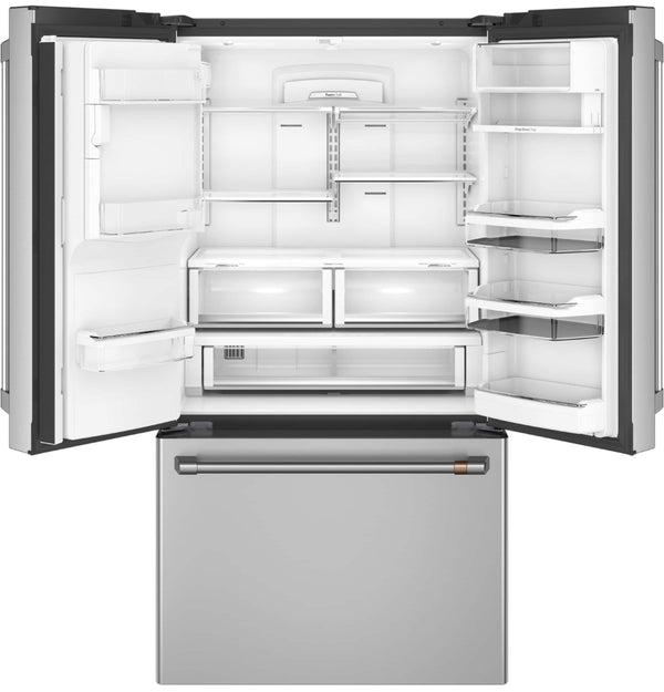 Cafe Counter-Depth Keurig K-Cup Brewing 22.2-cu ft 3 -Door Smart Compatible French Door Refrigerator with Ice Maker with Water and Ice Dispenser ( Stainless Steel ) ENERGY STAR Certified