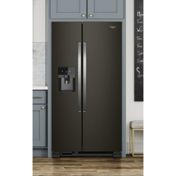 Whirlpool 24.5-cu ft Side-by-Side Refrigerator with Ice Maker ,Water and Ice Dispenser ( Fingerprint Resistant Black Stainless )