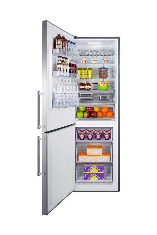 Summit Appliance 10.6-cu ft Counter-Depth Bottom-Freezer Refrigerator Stainless steel doors and gray cabinet ) ENERGY STAR Certified