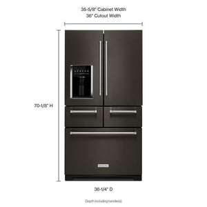 KitchenAid Standard-Depth 25.8-cu ft 5 -Door French Door Refrigerator with Ice Maker with Water and Ice Dispenser ( Black Stainless Steel with PRINTSHIELD Finish )