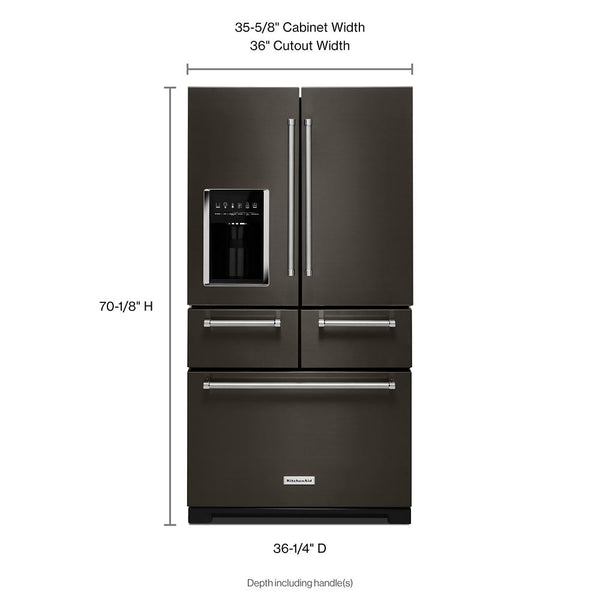 KitchenAid Standard-Depth 25.8-cu ft 5 -Door French Door Refrigerator with Ice Maker with Water and Ice Dispenser ( Black Stainless Steel with PRINTSHIELD Finish )