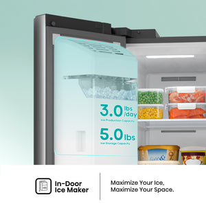 Hisense 29.1-cu ft Side-by-Side Refrigerator with Ice Maker ,Water and Ice Dispenser ( Stainless steel )