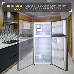 ConServ Reversible Door with Built-in Ice Maker 21-cu ft Top-Freezer Refrigerator with Ice Maker ( Stainless ) ENERGY STAR Certified