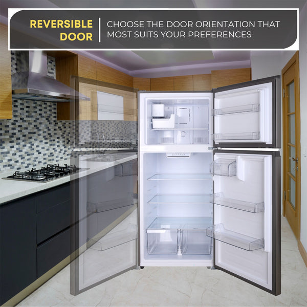 ConServ Reversible Door with Built-in Ice Maker 21-cu ft Top-Freezer Refrigerator with Ice Maker ( Stainless ) ENERGY STAR Certified