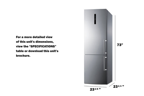 Summit Appliance 10.6-cu ft Counter-Depth Bottom-Freezer Refrigerator Stainless steel doors and gray cabinet ) ENERGY STAR Certified