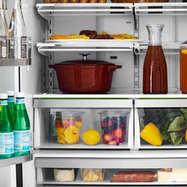 ZLINE KITCHEN & BATH Counter-Depth 22.5-cu ft 4 -Door French Door Refrigerator with Ice Maker with Ice Dispenser ( Stainless Steel w/ Polished Gold accent Handles ) ENERGY STAR Certified