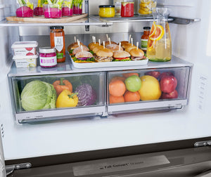 LG Standard-Depth 29.5-cu ft 4 -Door Smart Compatible French Door Refrigerator with Dual Ice Maker with Water and Ice Dispenser and Door within Door ( Printproof Black Stainless Steel ) ENERGY STAR Certified