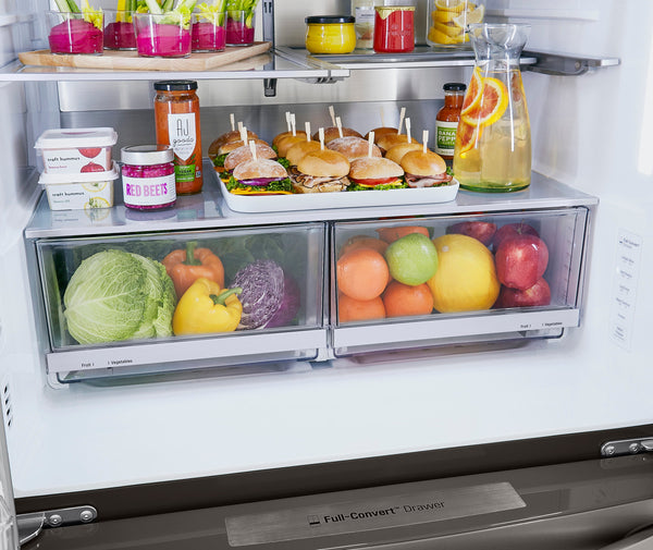 LG Standard-Depth 29.5-cu ft 4 -Door Smart Compatible French Door Refrigerator with Dual Ice Maker with Water and Ice Dispenser and Door within Door ( Printproof Black Stainless Steel ) ENERGY STAR Certified