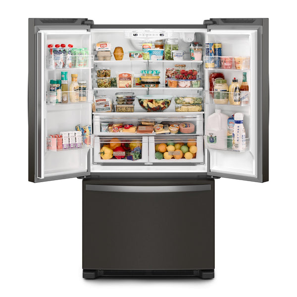 Whirlpool Counter-Depth 20-cu ft 3 -Door French Door Refrigerator with Ice Maker ( Black Stainless Steel ) ENERGY STAR Certified