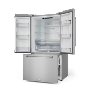 Thor Kitchen Counter-Depth Gordon Ramsay Series 20.3-cu ft 3 -Door French Door Refrigerator with Ice Maker with Ice Dispenser ( Stainless steel ) ENERGY STAR Certified