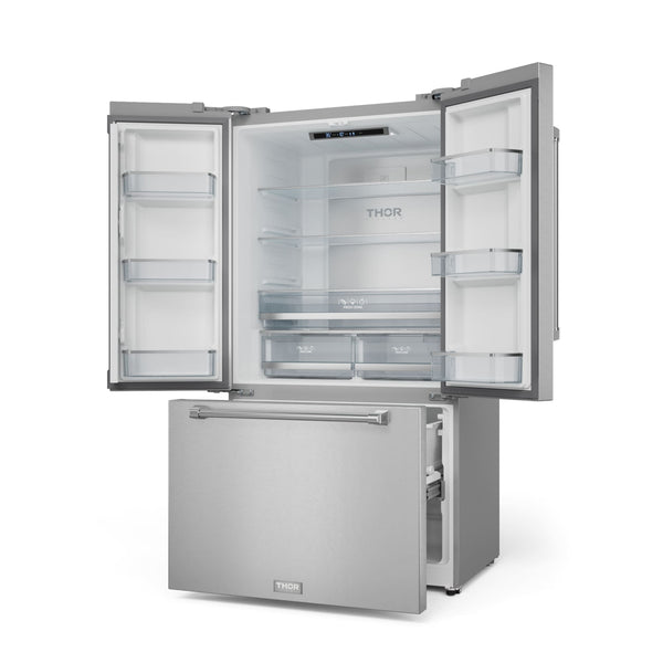 Thor Kitchen Counter-Depth Gordon Ramsay Series 20.3-cu ft 3 -Door French Door Refrigerator with Ice Maker with Ice Dispenser ( Stainless steel ) ENERGY STAR Certified