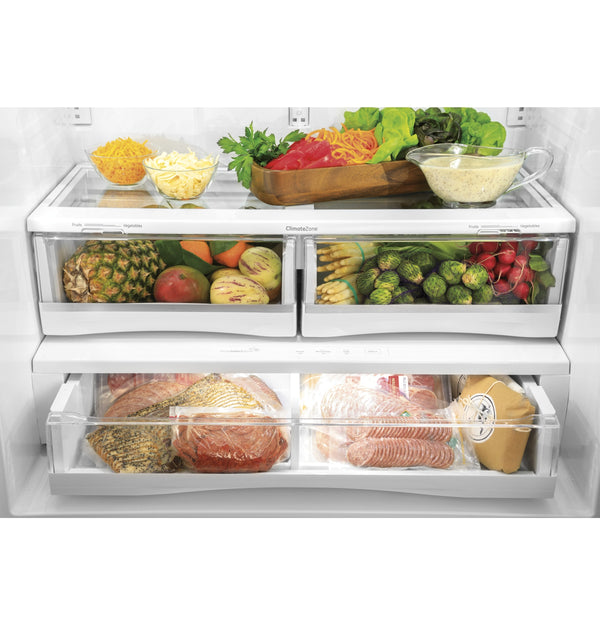 GE Profile Counter-Depth 23.1-cu ft 3 -Door French Door Refrigerator with Ice Maker with Water Dispenser ( Stainless Steel ) ENERGY STAR Certified