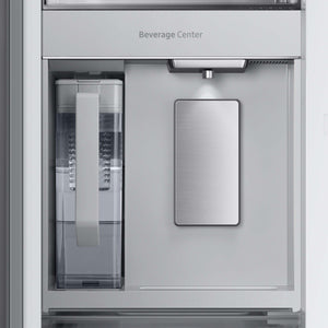 Samsung Bespoke Standard-Depth Beverage Center 30.1-cu ft 3 -Door Smart Compatible French Door Refrigerator with Dual Ice Maker with Water Dispenser and Door within Door ( White Glass - All Panels ) ENERGY STAR Certified