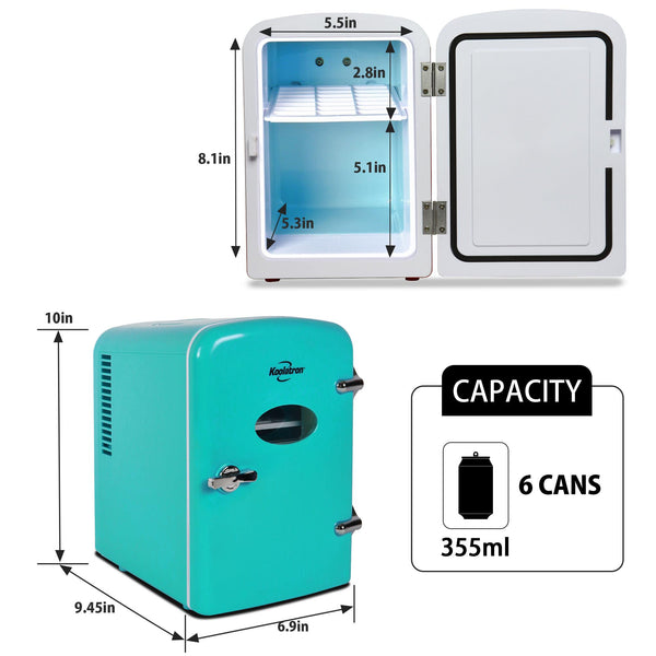 Koolatron 4L Retro Portable 6 can personal cooler 0.14-cu ft Mini Fridge ( Green )