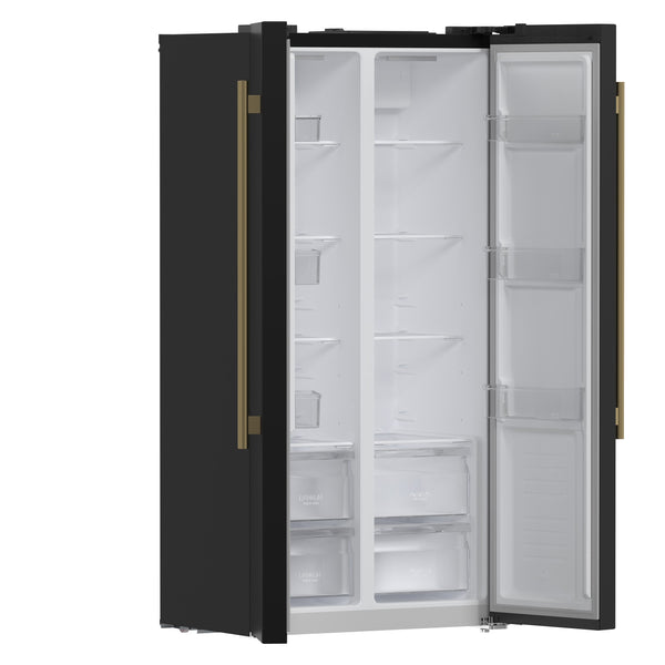 FORNO Salerno Espresso 15.62-cu ft Counter-Depth Side-by-Side Refrigerator ( Black )