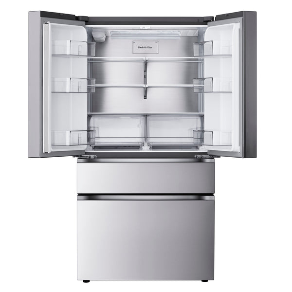 LG Standard-Depth 29.6-cu ft 4 -Door Smart Compatible French Door Refrigerator with Ice Maker with Water Dispenser ( PrintProof Stainless Steel ) ENERGY STAR Certified