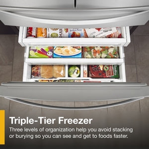 Whirlpool Standard-Depth 26-cu ft 4 -Door French Door Refrigerator with Ice Maker with Water and Ice Dispenser ( Fingerprint Resistant Stainless Steel )