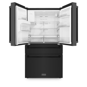 ZLINE KITCHEN & BATH Counter-Depth 21.6-cu ft 4 -Door French Door Refrigerator with Dual Ice Maker with Water Dispenser ( Fingerprint Resistant Black Stainless Steel ) ENERGY STAR Certified